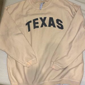 Chicka-d vintage wash corded oversized Texas cream sweatshirt Sz L